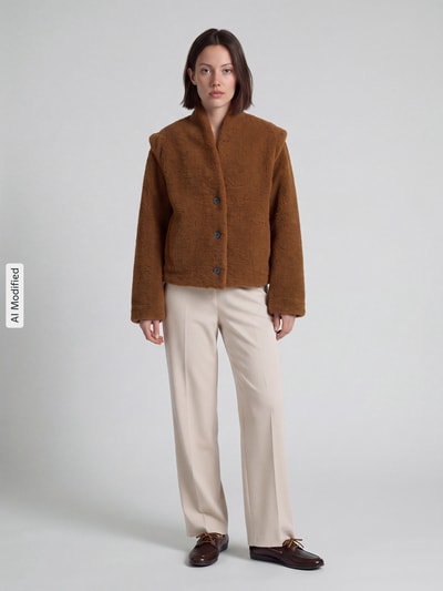Selected Teddyjacke mit Schalkragen Modell 'SLWISABEL' Camel 1