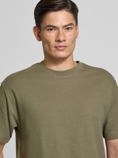 MCNEAL T-Shirt mit geripptem Rundhalsausschnitt Oliv 3
