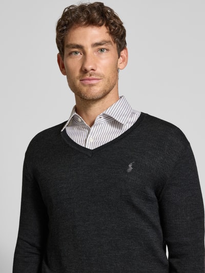 Polo Ralph Lauren Gebreide pullover van merinowol met V-hals Antraciet - 3