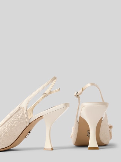 Produktfoto, Pumps mit Zierschleife Modell 'Neasa' von Steve Madden in Creme mit Zierbesatz, spitze Passform, offener Ferse, 9 cm Absatz