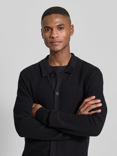 Lindbergh Kurtka z dzianiny z listwą guzikową Czarny 3
