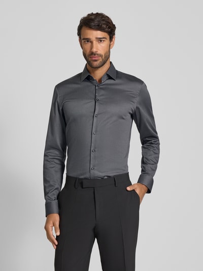 Jake*s Slim Fit Business-Hemd mit Strukturmuster Anthrazit 4
