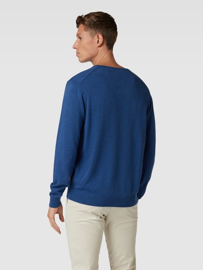 Fynch-Hatton Strickpullover mit Label-Stitching Blau Melange 5