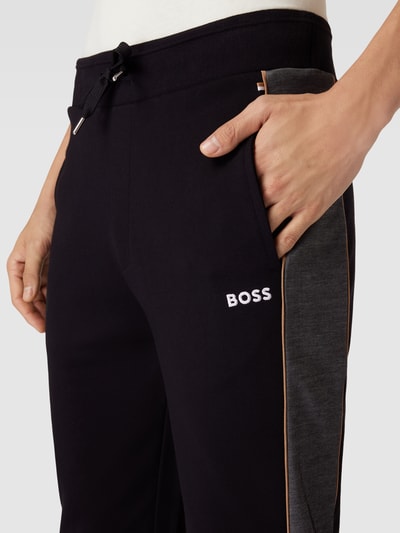 BOSS Sweatpants met labelstitching, model 'Tracksuit' Zwart - 3