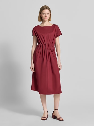 Christian Berg Woman Selection Midijurk met ronde hals en draperieën Bordeaux - 4