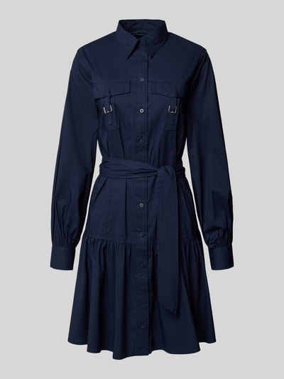 Lauren Ralph Lauren Overhemdjurk met strikceintuur, model 'GARNLEY' Marineblauw - 2