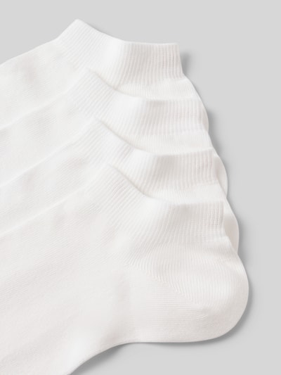 Produktfoto, Sneaker-Socken aus Baumwoll-Mix im 4er-Pack von BOSS, weiß, unifarben, elastischer Bund, weiche Stretch-Textur, Label-Schriftzug