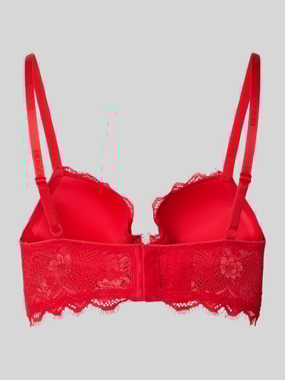 HUGO Biustonosz z obszyciem koronką model ‘PUSH-UP RL LACE’ Czerwony 3