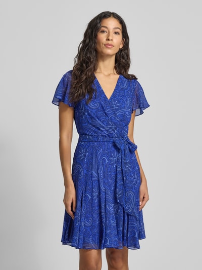 Lauren Ralph Lauren Knielanges Kleid mit V-Ausschnitt Modell 'WANDELLA' Blau 4