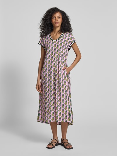 Marc Cain T-shirtjurk in riblook met ronde hals Felroze - 4