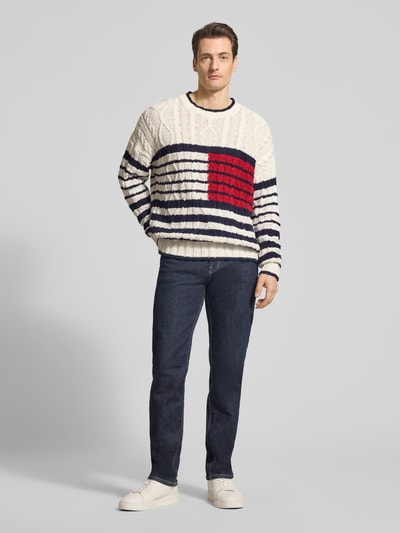 Tommy Hilfiger Relaxed Fit Strickpullover aus reiner Baumwolle Offwhite 1