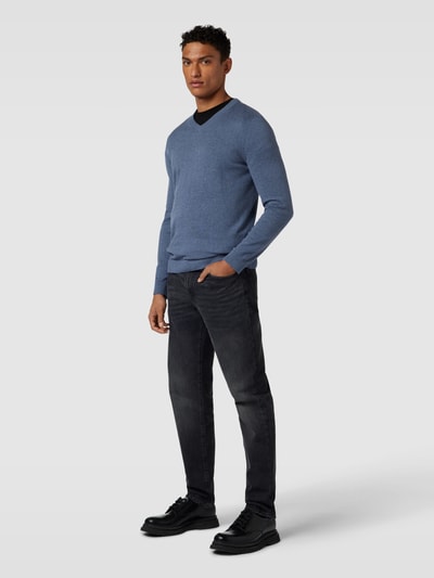 Tom Tailor Gebreide pullover met V-hals Rookblauw - 1