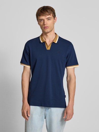 Blend Regular fit poloshirt met V-hals, model 'Evo' Marineblauw - 4