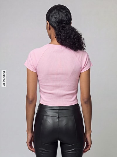 TRUE RELIGION Top crop o kroju slim fit z mieszanka bawełny model 'ribbed baby' Różowy 5