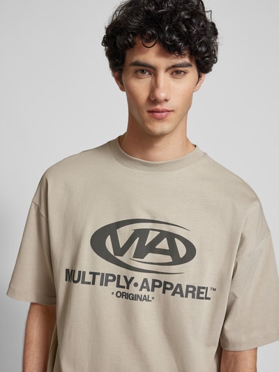 Multiply Apparel Oversized T-Shirt mit Label-Print Beige 3