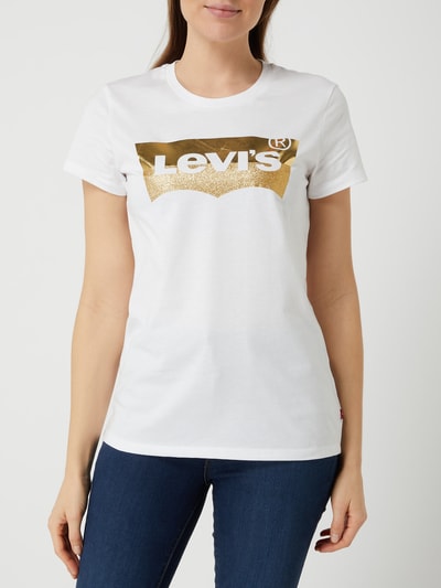 Levi's® T-Shirt z błyszczącym efektem  Biały 4