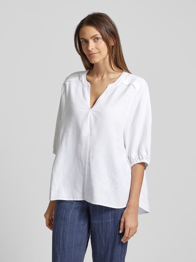 FREE/QUENT Blouse van een mix van linnen en viscose met 3/4-mouwen, model 'Lava' Offwhite - 4