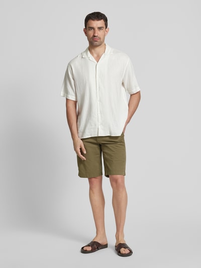 Marc O'Polo Regular Fit Bermudas aus Twill-Baumwoll-Mix Modell 'RESO JOGGER' Oliv 1