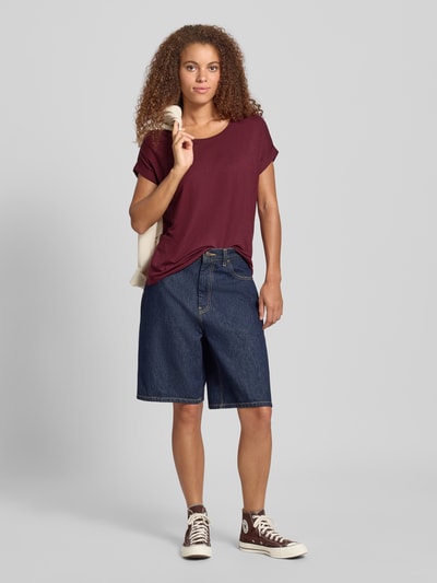 Only Relaxed Fit T-Shirt aus Viskose-Mix Modell 'MOSTER' Dunkelrot 1