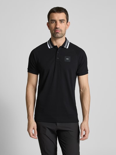 BOSS Green Regular fit poloshirt met labelbadge, model 'Paddy' Zwart - 4