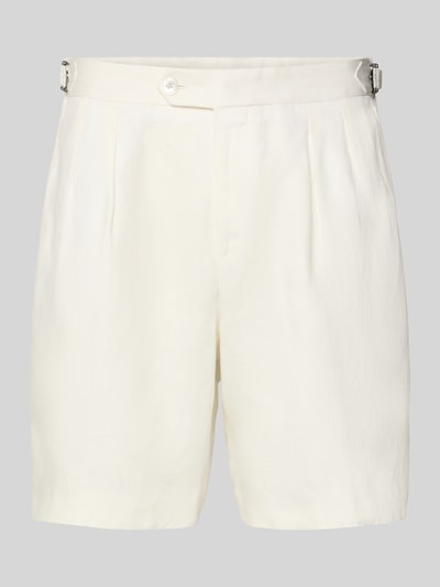 BOSS Tapered Fit Shorts aus reinem Leinen Modell 'PERIN' Weiss 2