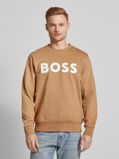 BOSS Bluza z nadrukiem z logo model ‘Soleri’ Beżowy 4