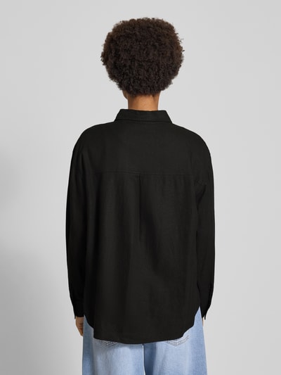 Only Oversized overhemdblouse van linnenmix, model 'CARO' Zwart - 5