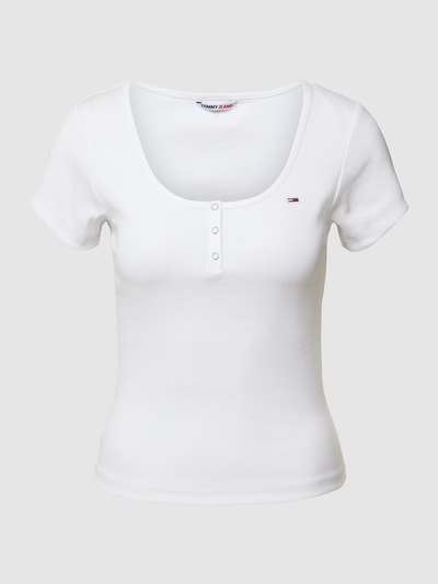 Tommy Jeans T-Shirt mit kurzer Knopfleiste Weiss 2