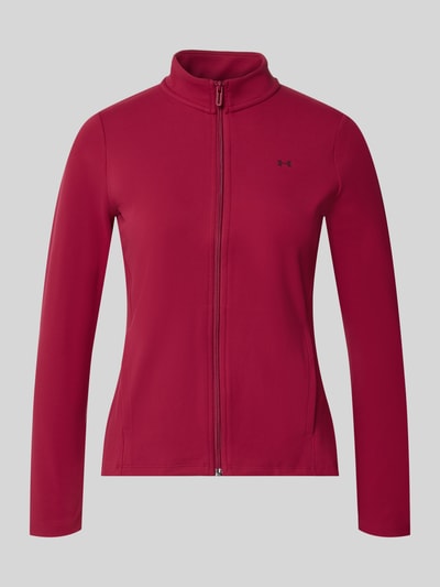 Produktfoto, Slim Fit Trainingsjacke mit Logo-Print von Under Armour in Rot mit glatter Oberfläche und dezentem Logo auf der Brust