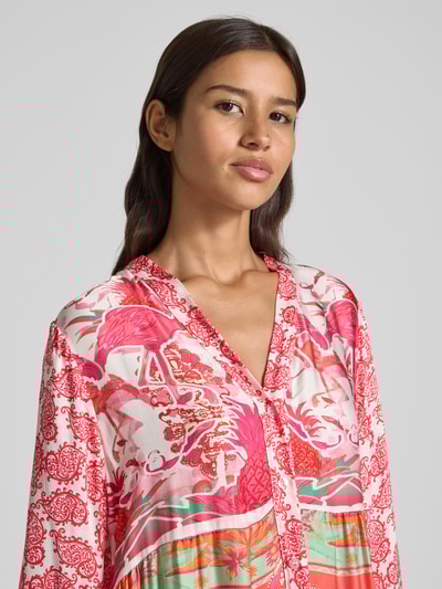 miss goodlife Knielanges Tunikakleid aus Viskose mit Knopfleiste Pink 3
