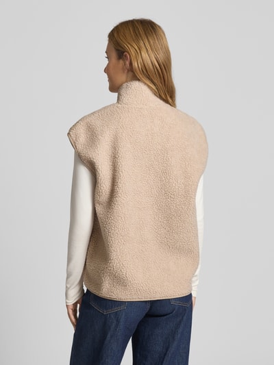 Pieces Comfort fit gilet van teddybont met opstaande kraag, model 'SADIA' Beige - 5