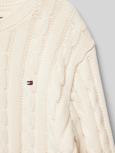 Tommy Hilfiger Teens Strickpullover mit gerippten Abschlüssen Ecru 2