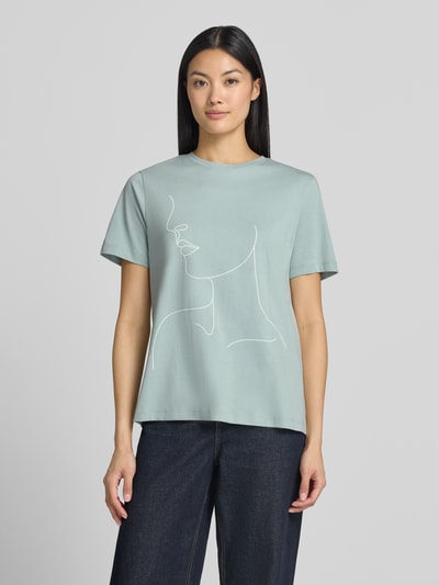 VILA t-shirt z nadrukiem i okrągły dekolt model 'SYBILLA' Jasnozielony 4