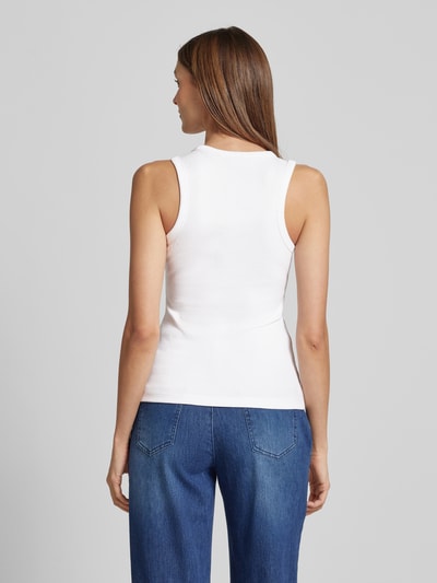 Tom Tailor Denim Slim fit tanktop van katoenmix met geribde look Wit - 5