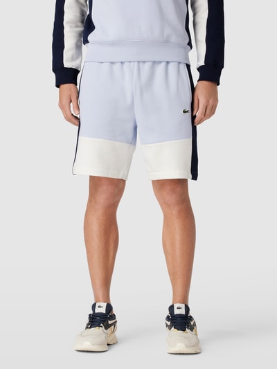 Lacoste Regular fit sweatshorts in colour-blocking-design Lichtblauw - 4