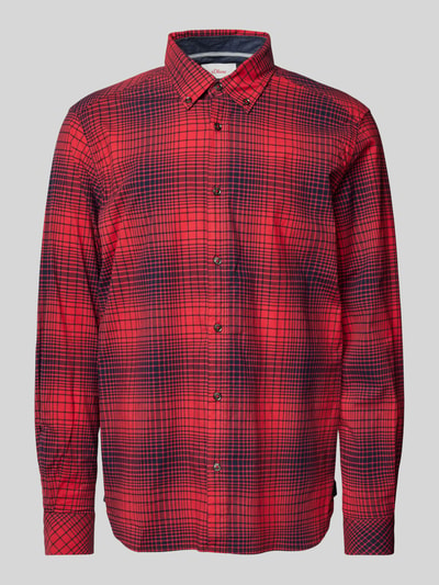 s.Oliver RED LABEL Regular Fit Freizeithemd aus Baumwollstretch mit Button-Down-Kragen Rot 2