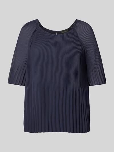 s.Oliver BLACK LABEL Loose Fit Chiffonbluse mit Plissee und kurzem Arm Marine 2