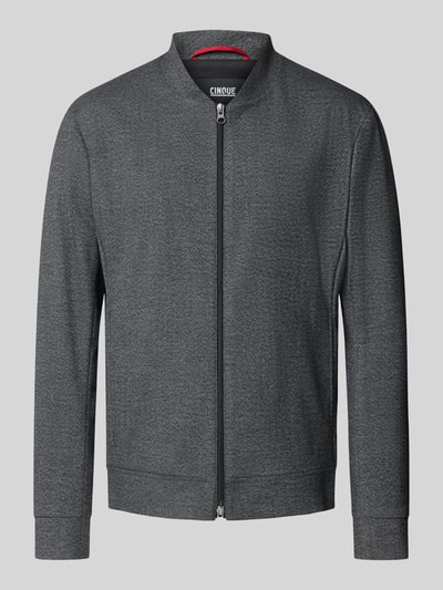 Produktfoto, dunkelgraue Regular Fit Jacke mit Viskose-Anteil Modell 'Cross' von CINQUE, stehkragen, strukturierte Oberfläche, Vorderansicht