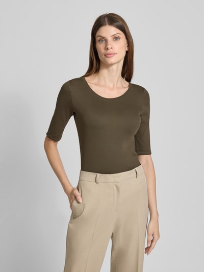 Marc Cain T-shirt met ronde hals Kaki - 4