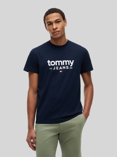 Tommy Jeans relaxed fit T-shirt van puur katoen met labelopschrift Marineblauw - 4