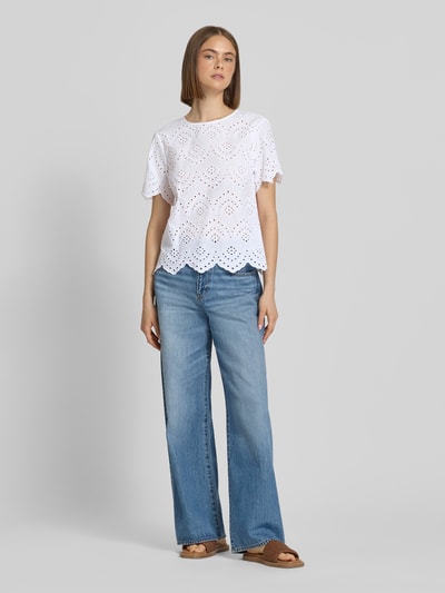 PIECES Regular Fit Blusenshirt aus reiner Baumwolle Modell 'VILDE' Weiss 1