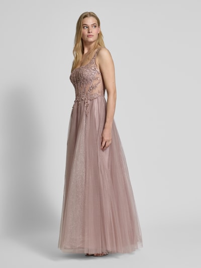 Unique Sukienka wieczorowa z koronkowym obszyciem Różowawy 1