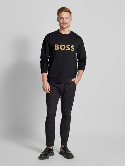 BOSS Green Sweatshirt mit Label-Print Modell 'Salbo' Black 1