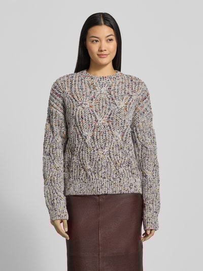 YAS Gebreide pullover met ronde hals, model 'Confetti' Lichtgrijs - 4