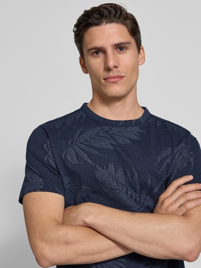 Lerros T-Shirt mit Strukturmuster Dunkelblau 3