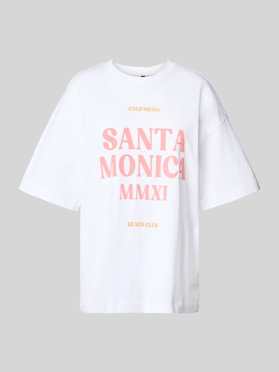 Pieces T-shirt o kroju relaxed fit z czystej bawełny model ‘CLAUDE’ Biały 2