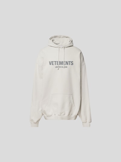 VETEMENTS Oversized Hoodie mit Label-Print Ecru 2