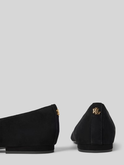 Lauren Ralph Lauren Lederballerinas mit Blockabsatz Modell 'LONDYN' Black 2