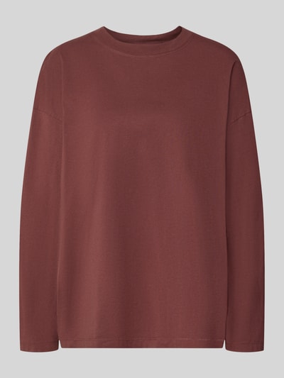 Produktfoto, Relaxed Fit Langarmshirt aus Baumwolle von American Vintage, Dames, katoen, ronde hals, geribde bies, trendy rood, maat XS/S ruglengte 64 cm