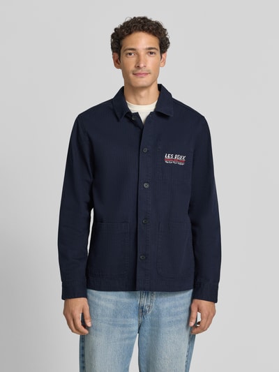Les Deux Regular Fit Hemdjacke aus reiner Baumwolle Dunkelblau 4